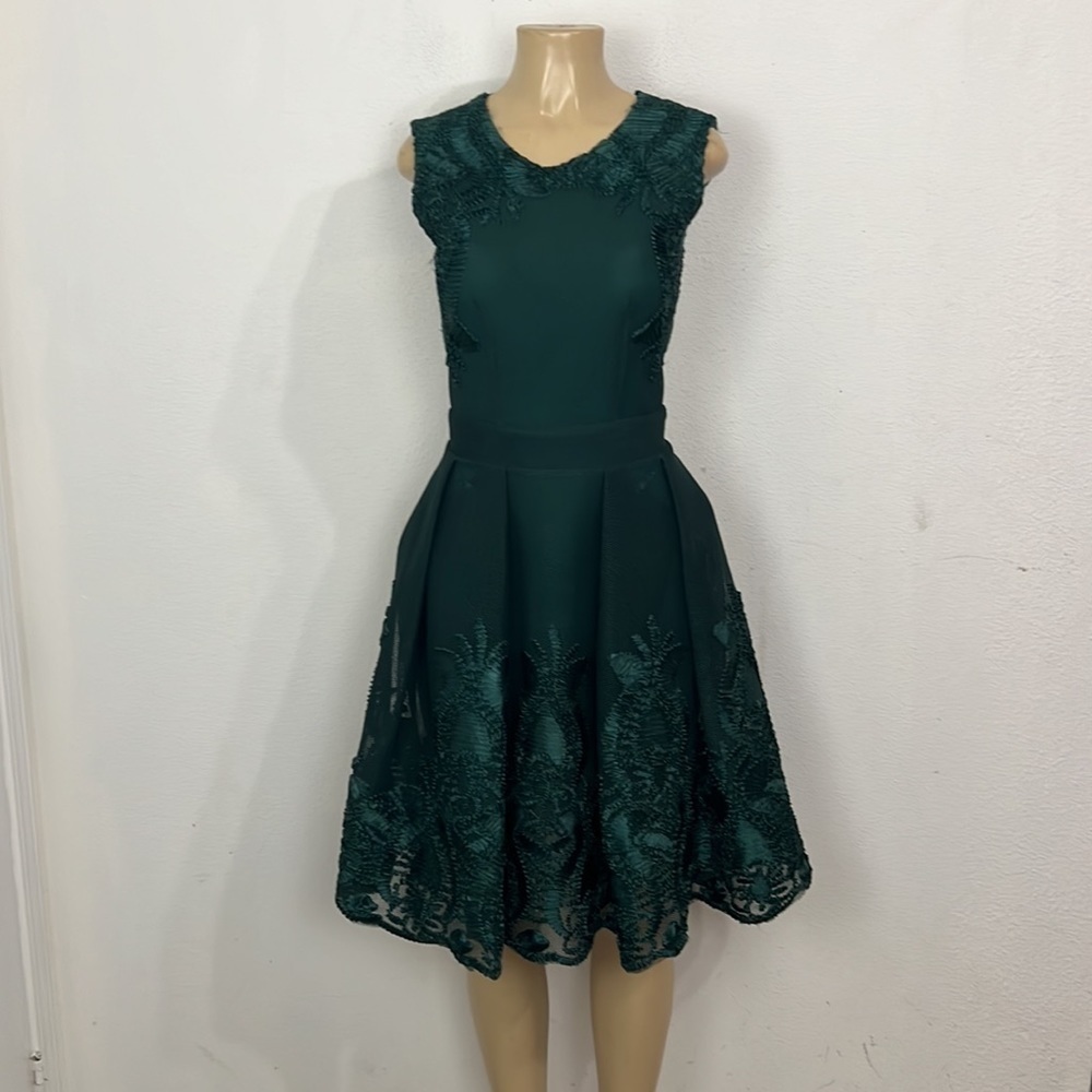 Maje Emerald Green Lace Mesh Midi Dress size 1 - Picture 9 of 9